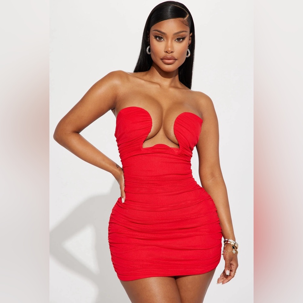 Red Strapless Mini Dress